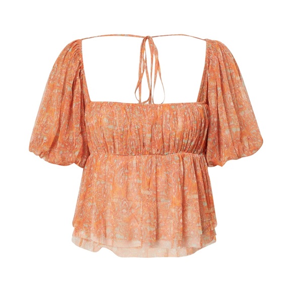 NWT Free People Orange Tulle Top - Picture 3 of 6